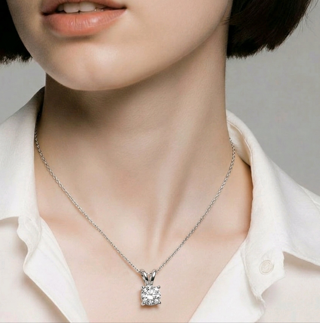 Sterling Silver Lab-Grown Diamond Earrings And Necklace Set